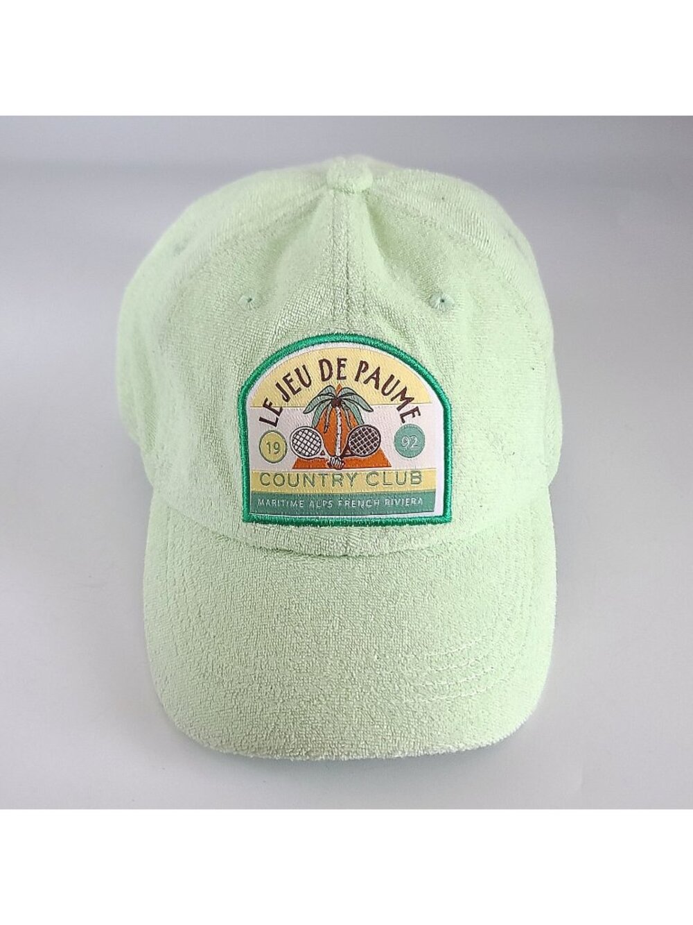 Anthropologie Terry Trucker Hat Snapback Le Jeu De Paume Patch Green Retro NWOT